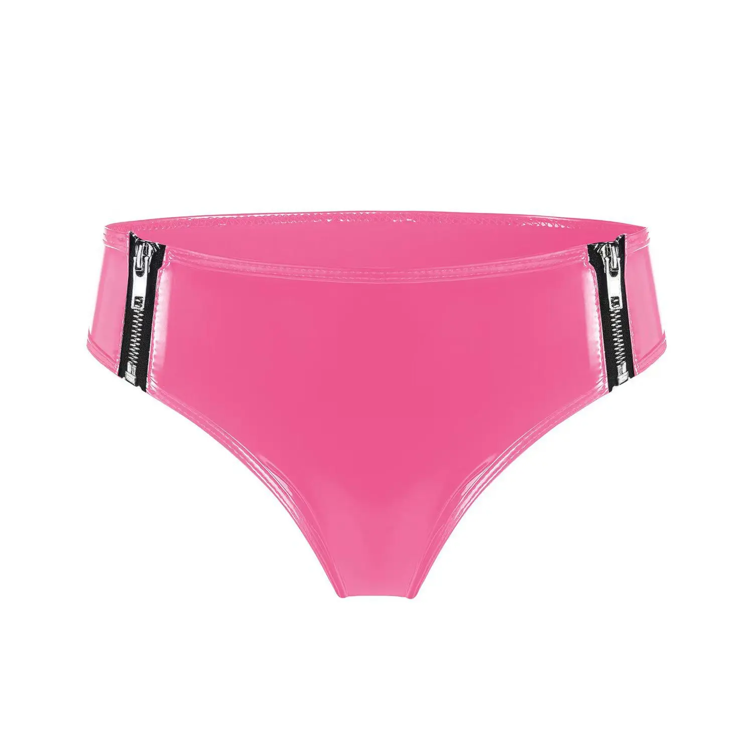 Women's Zipper Briefs Lingerie Underwear Low Waist Wetlook Leather Panties Stage Performance Pole Dance Costumes Sexy Underpants