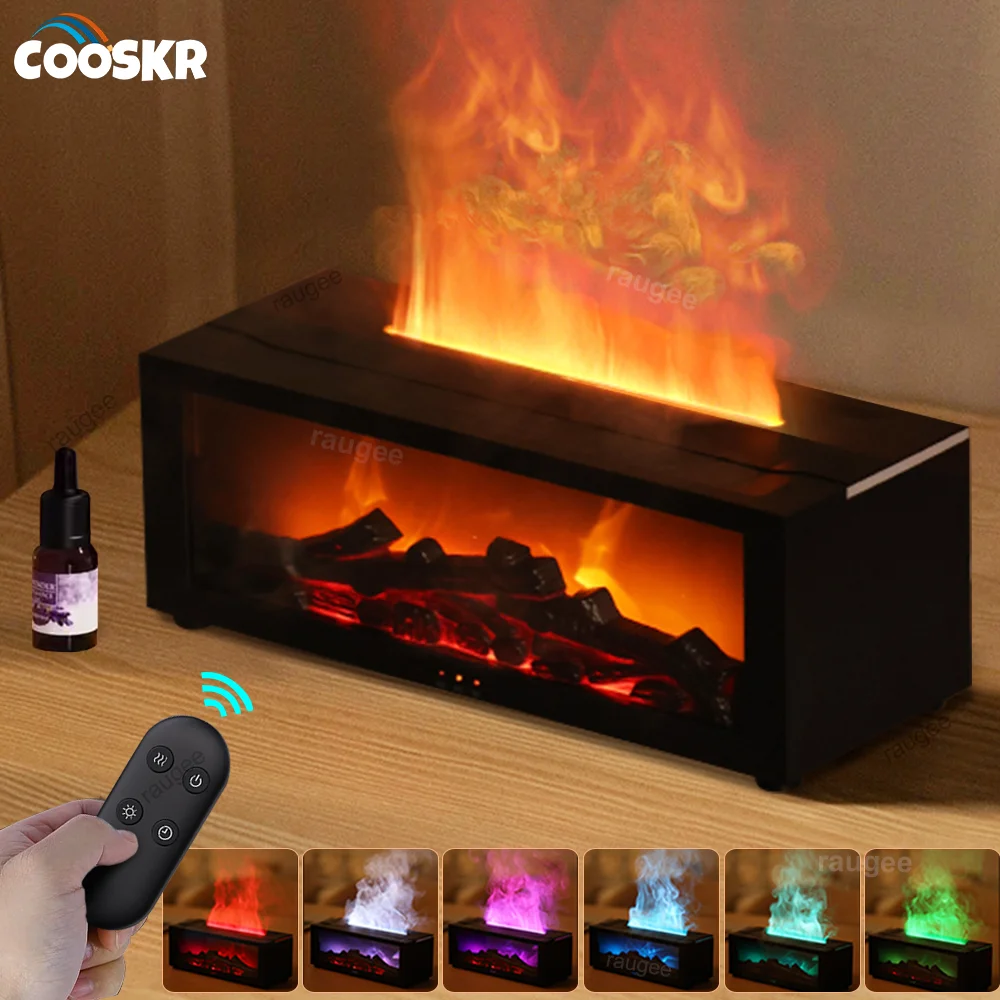 Aroma Humidifier Flame Essential Oils Humidifiers Home Air Humidifier Automatic Fragrance Diffuser With LED Light Remote Control