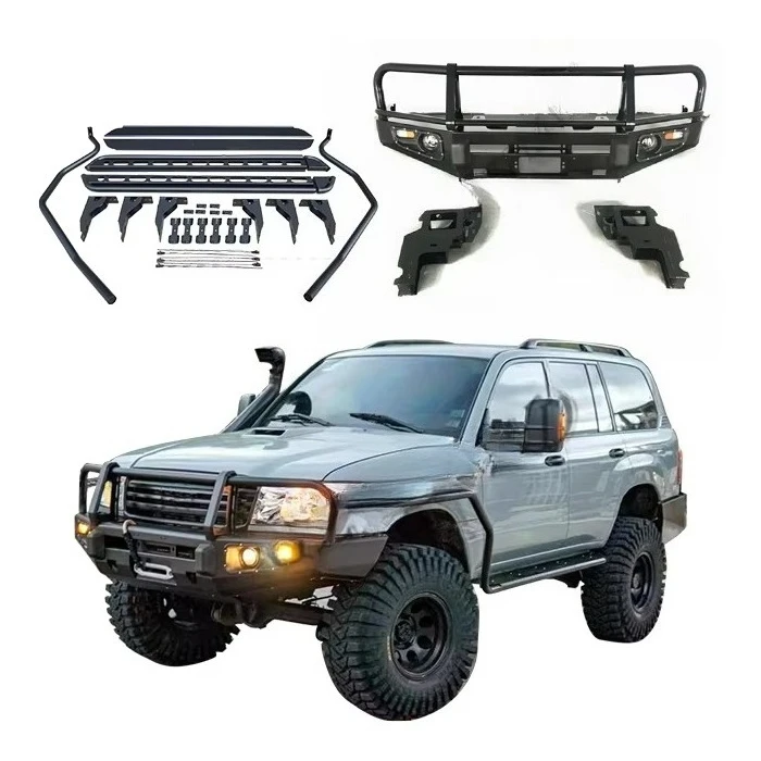 GZDL4WD 4x4 Factory Steel Front Bumper for Land Cruiser LC100 Front Bull Bar Rolled Steel Bumper 5