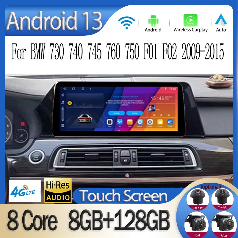 12.3 Inch Android 14  For BMW 730 740 745 760 750 F01 F02 2009-2015 Car Radio Video Player StereoNavigation 4G WIFI 360 camera