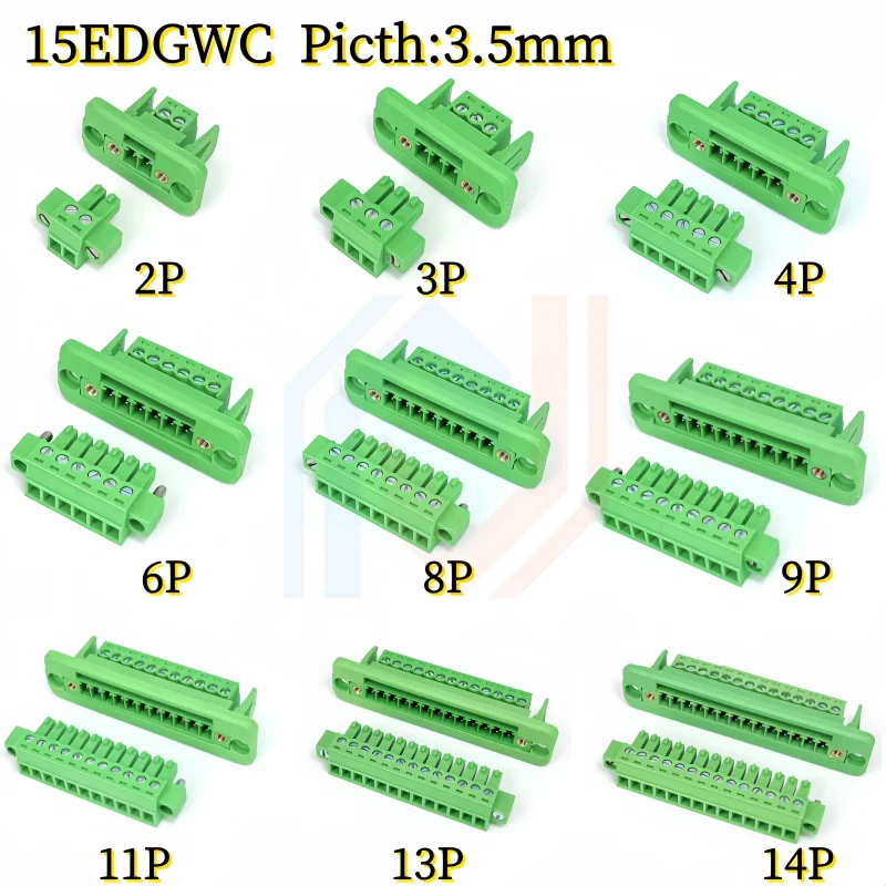 

1Sets Wall fixed panel 15EDGWC-3.5mm solder-free mating belt flange frame plug-in terminal block 2P3P4P5P6P7P8P9P10P12P-24P