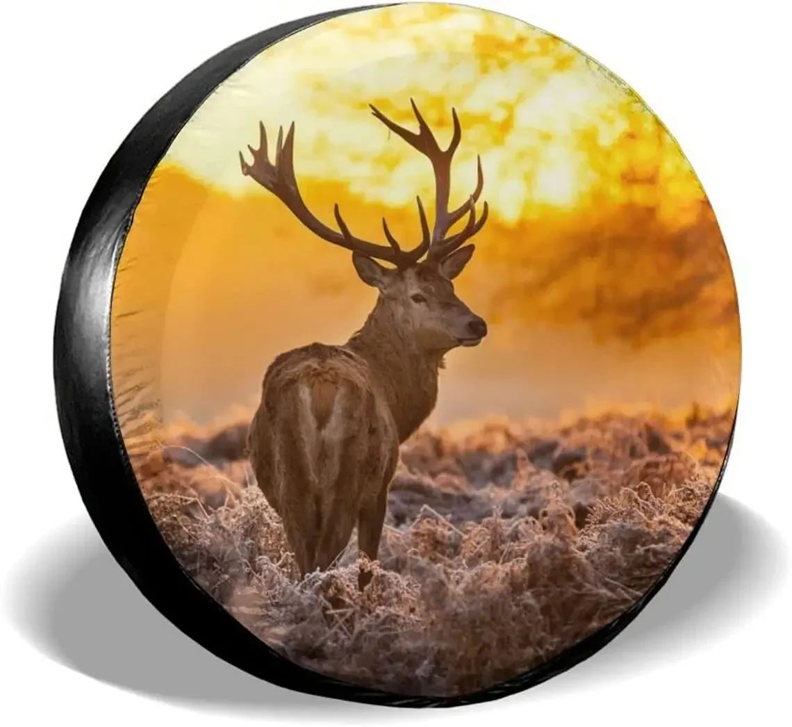 

Rv Spare Tire Covers Deer Nature Sunlight Potable Polyester Universal Spare Wheel Tire Cover Wheel Covers For Trailer RV SUV Tru