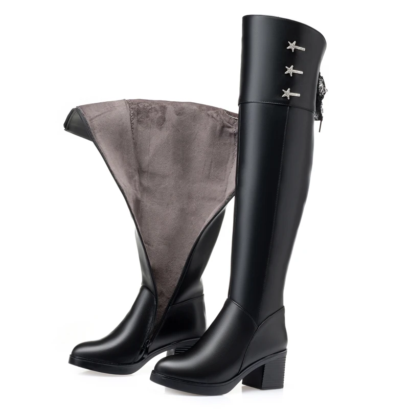 

AIYUQI Over The Knee Boots Women Winter 2024 New Genuine Leather Women Long Boots High Heels Platform Motorcycle Boots Women