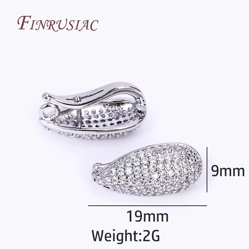 9X19MM Rhodium Plated Inlaid Zircon Droplet Pearl Clasps For Pearl Necklace Supplies,Beads Clasp Fastener Accessories Wholesale