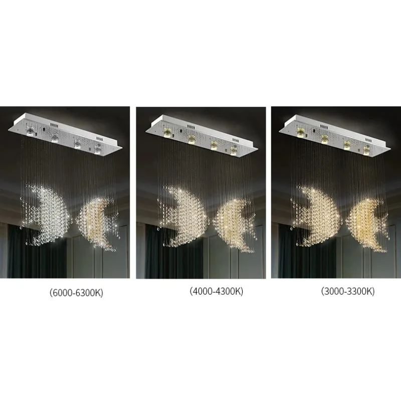 【Hot Sale】Hotel LED Ceiling Light Villa Postmodern Luxury Crystal Creative Fish Linear Chandelier