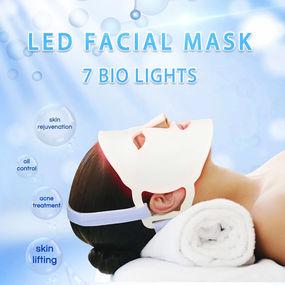 7 Color Led Face Light Therapy Adjustable Frequency Led Facial Mask For Physiotherapys Red Light Therapy Mask