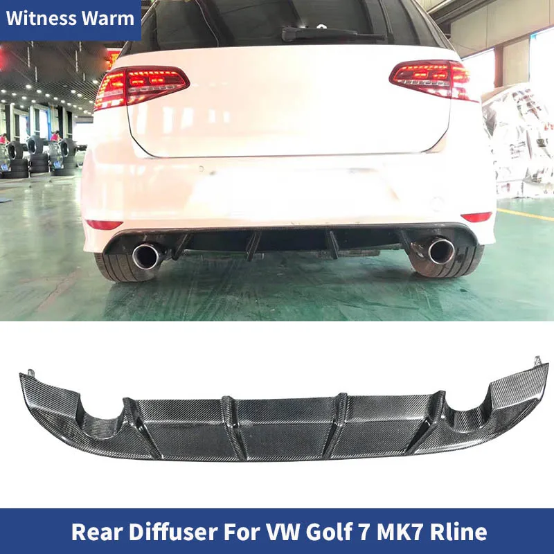 Carbon Fiber Rear Bumper Exhaust Diffuser Lip Spoiler for Volkswagen Golf 7 r r Line Car Body Kit Only 14-17