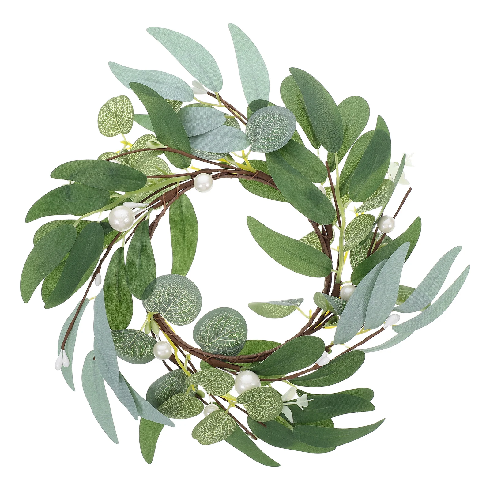 Artificial Eucalyptus Pearl Home Decor Wedding Centerpiece Tabletop Green Spring C leholder Taper C Wreath Mini