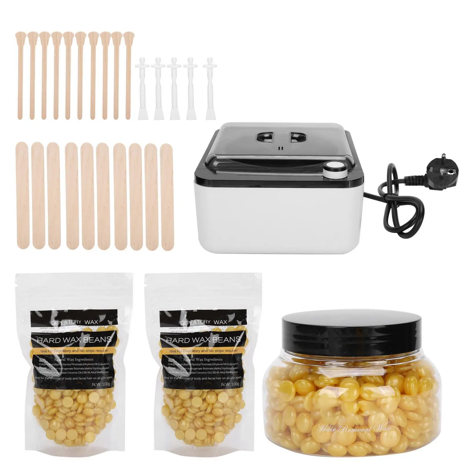 

Electric Wax Heater Kit with Gold Hair Removal Wax Bean and Depilatory Stick - Complete Hair Removal Set