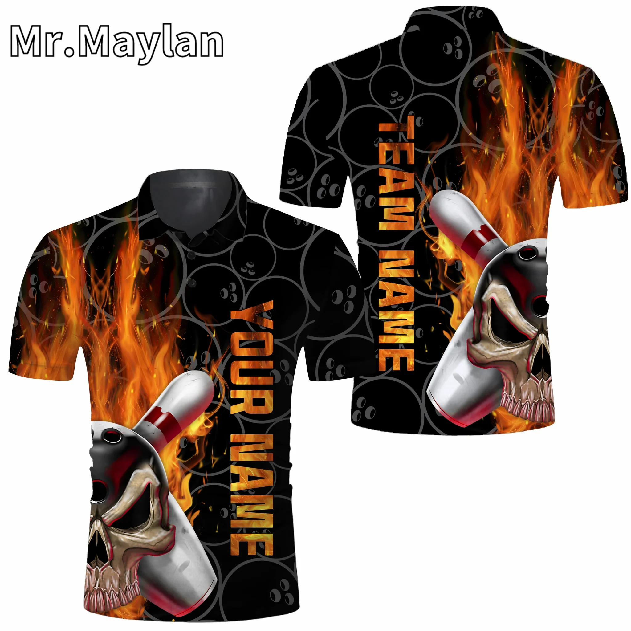 3D Bowling Shirt For Men Custom Bowling Polo Shirt For Team Personalized Navy Bowling Jersey Gift for Bowling Lovers UnisexTops image 3