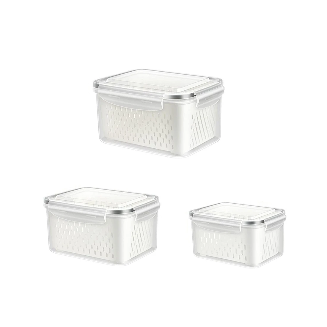 

Fruit Vegetable Storage Containers for Fridge, 3 Pack Produce Saver Containers Refrigerator Organizer Bins for Salad