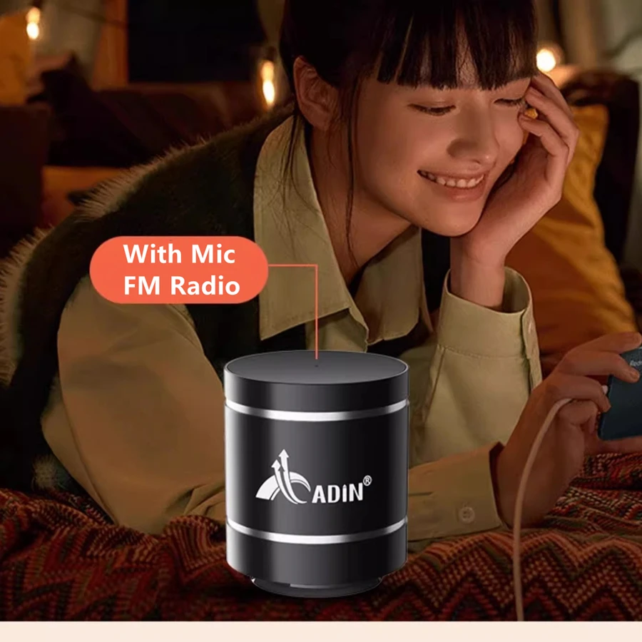 Adin Portable Bluetooth Vibration Speakers With Fm Radio Remote Control Vibro Speaker Wireless Subwoofer Bass Speaker For Phone
