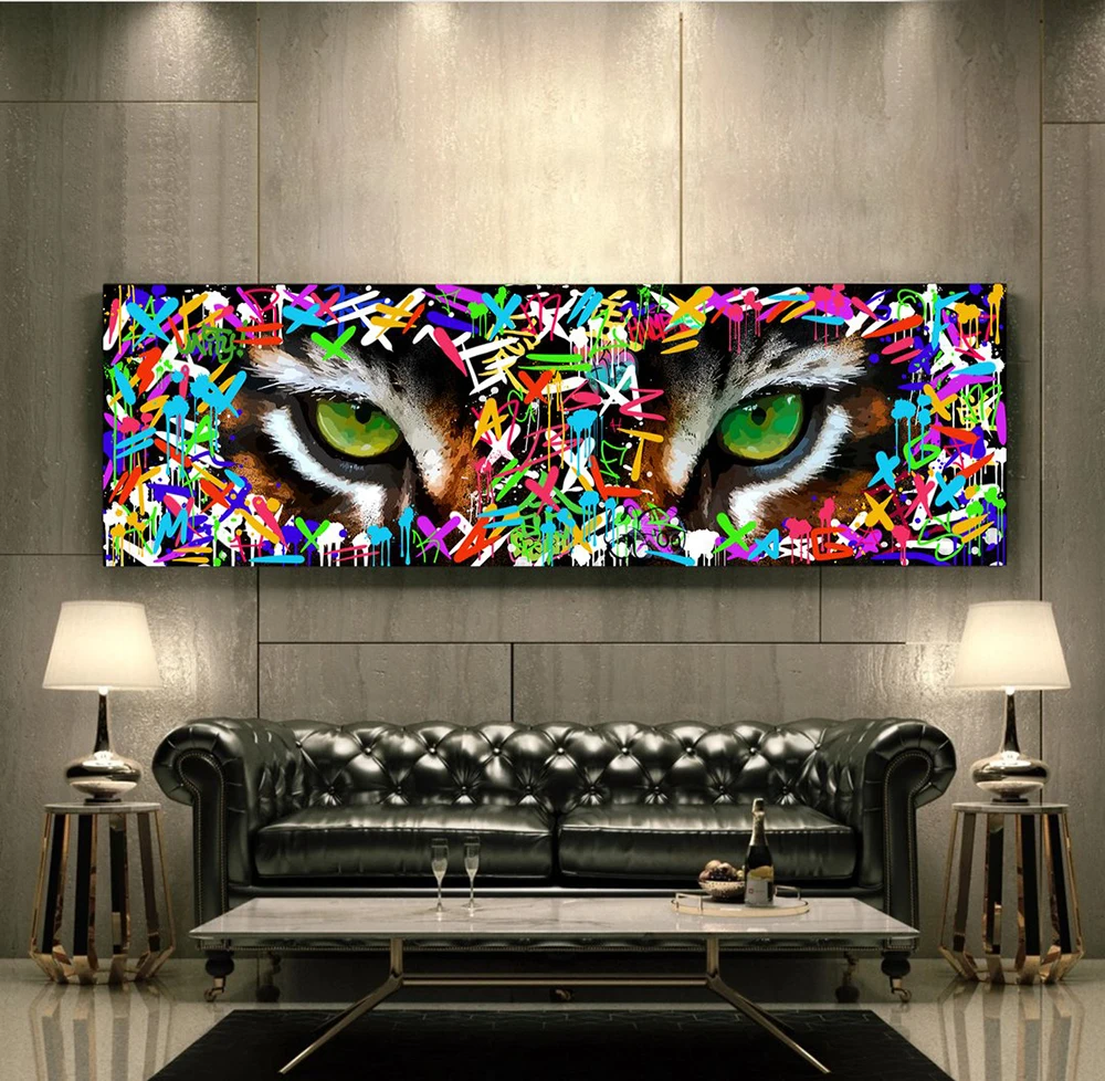 

Graffiti Art Tiger's eye Paintings on the wall Art Posters and Prints Canvas Paintings For Home Living Room Wall Decoration