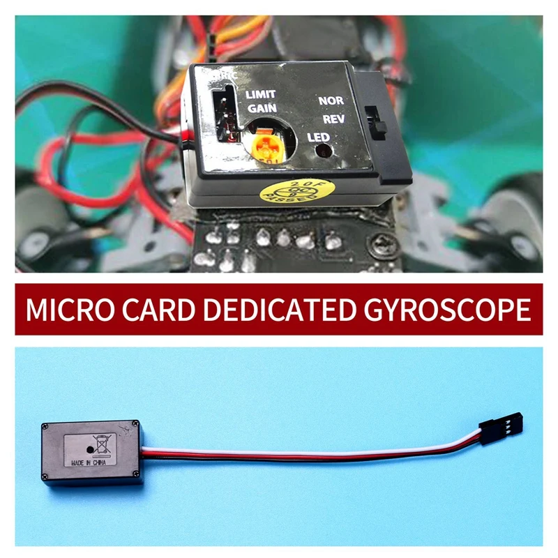 Mini Gyro Gyroscope for WPL D12 1/10 RC Car Drift Racing Car Steering Output Integrated Compact Light-Weight Design