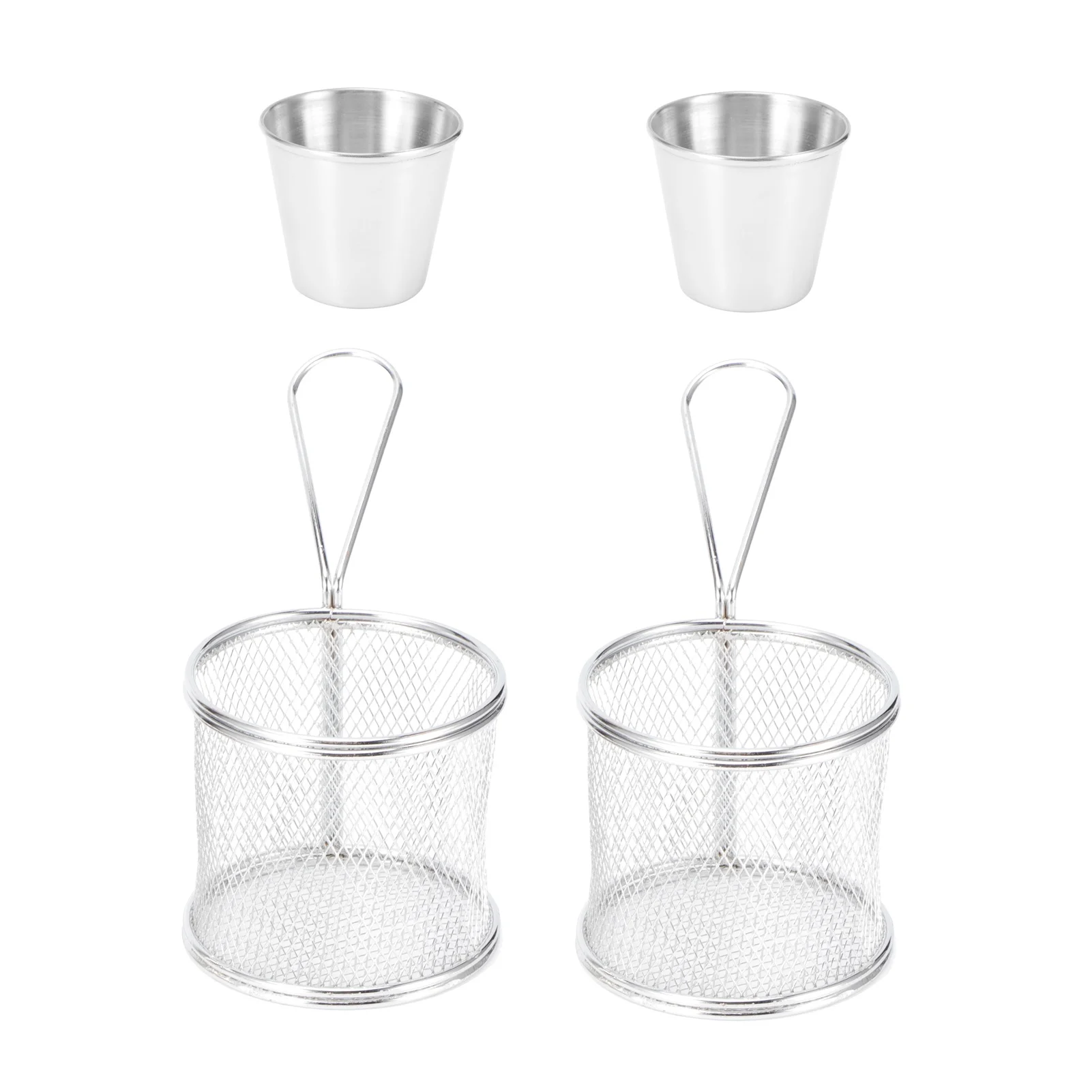 4Pcs/Set Mini Frying Basket Cylindrical French Fries Basket Colander for Kitchen Cooking