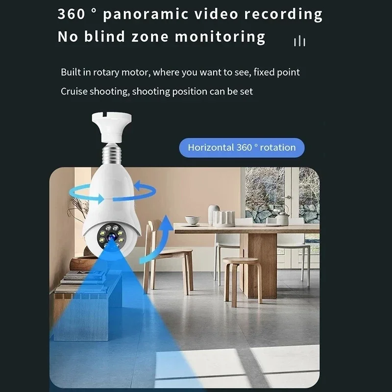390Eyes 5MP IP PTZ E27 Wifi Bulb Camera 2MP 5Ghz 2.4Ghz Color Night Vision Two Way Audio Auto Tracking Wireless Security Camera
