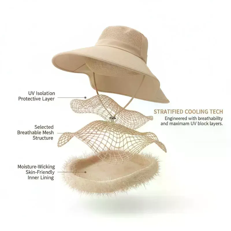 Women Adjustable Neck Flap Sun Hat Wide Brim UPF 50+ UV Protection Breathable Outdoor Travel Beach Cap