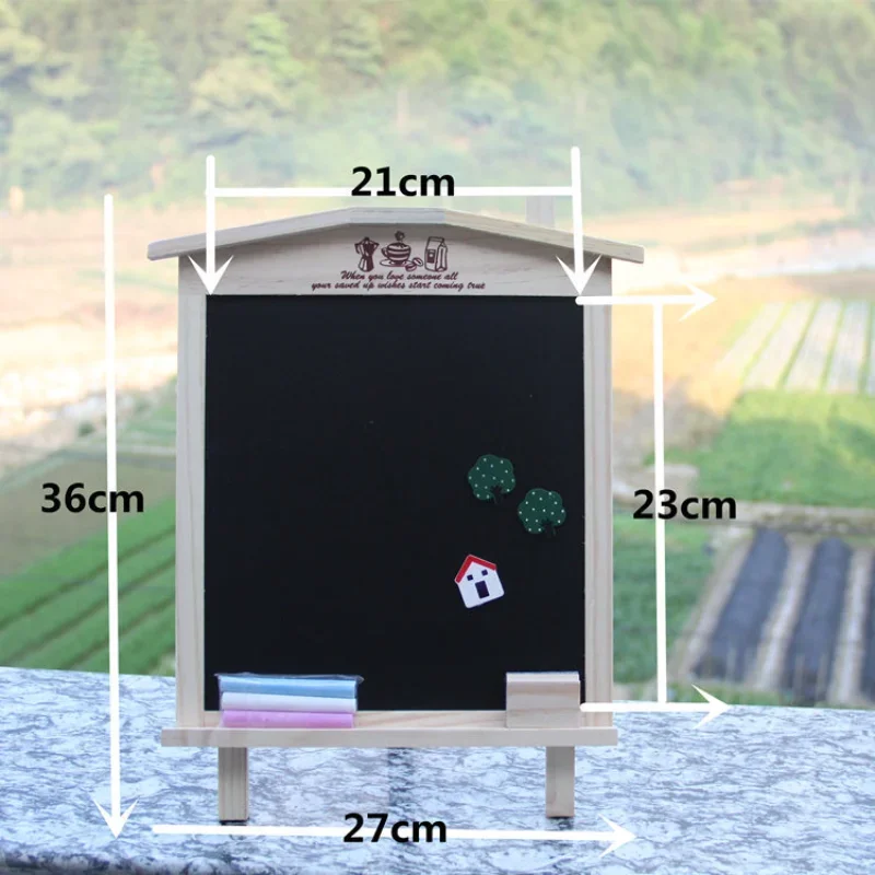 Pizarra magnética para casa pequeña, casa de madera creativa, puede soportar/collar, tablero de mensajes con soporte de un solo lado de doble uso