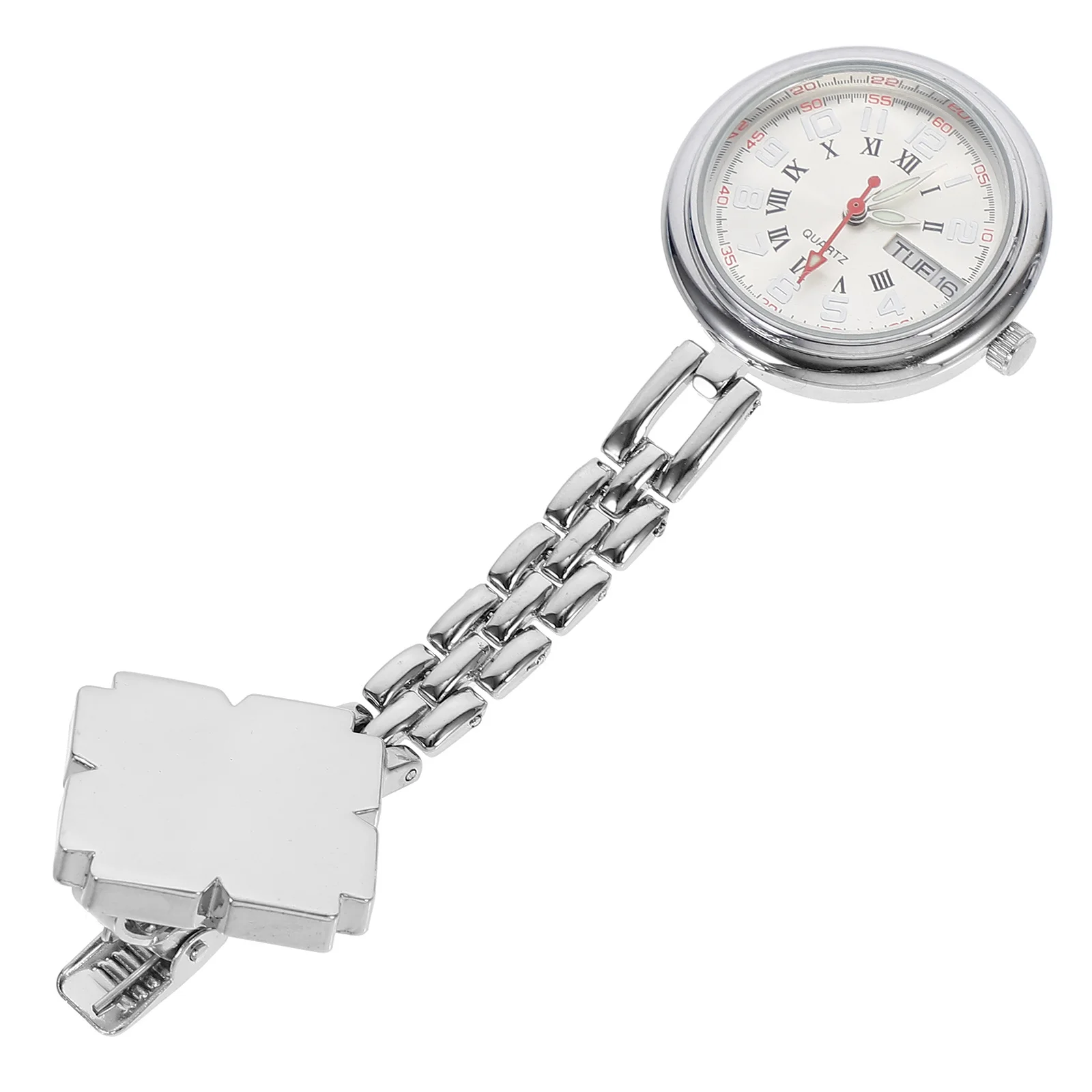1Pcs Pocket Watch Nurse Clip Durable Alloy Dual-Calendar Design Portable Medical Watch for Elderly Students