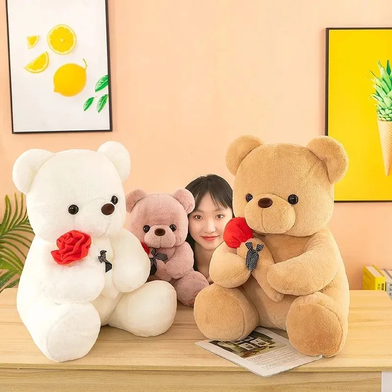 2026 Valentinstag Rosen Niedliche Teddybären Plüschtiere für Mädchen Teddybär-Puppen Hochzeitsparty-Dekorationen