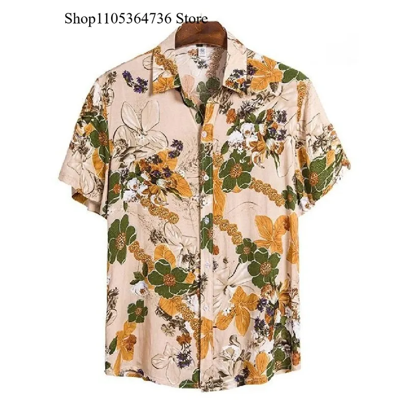 

Summer Men's Retro 3D Printed Pattern Short Sleeved Lapel Button Fashion Casual Coat Shirt Oversized Clothing