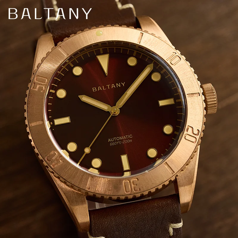 

Baltany Bronze Dive Watch Men 44MM 200M Waterproof NH38 Automatic Mechanical Military Men's WW2 Homage Water Ghost Watches