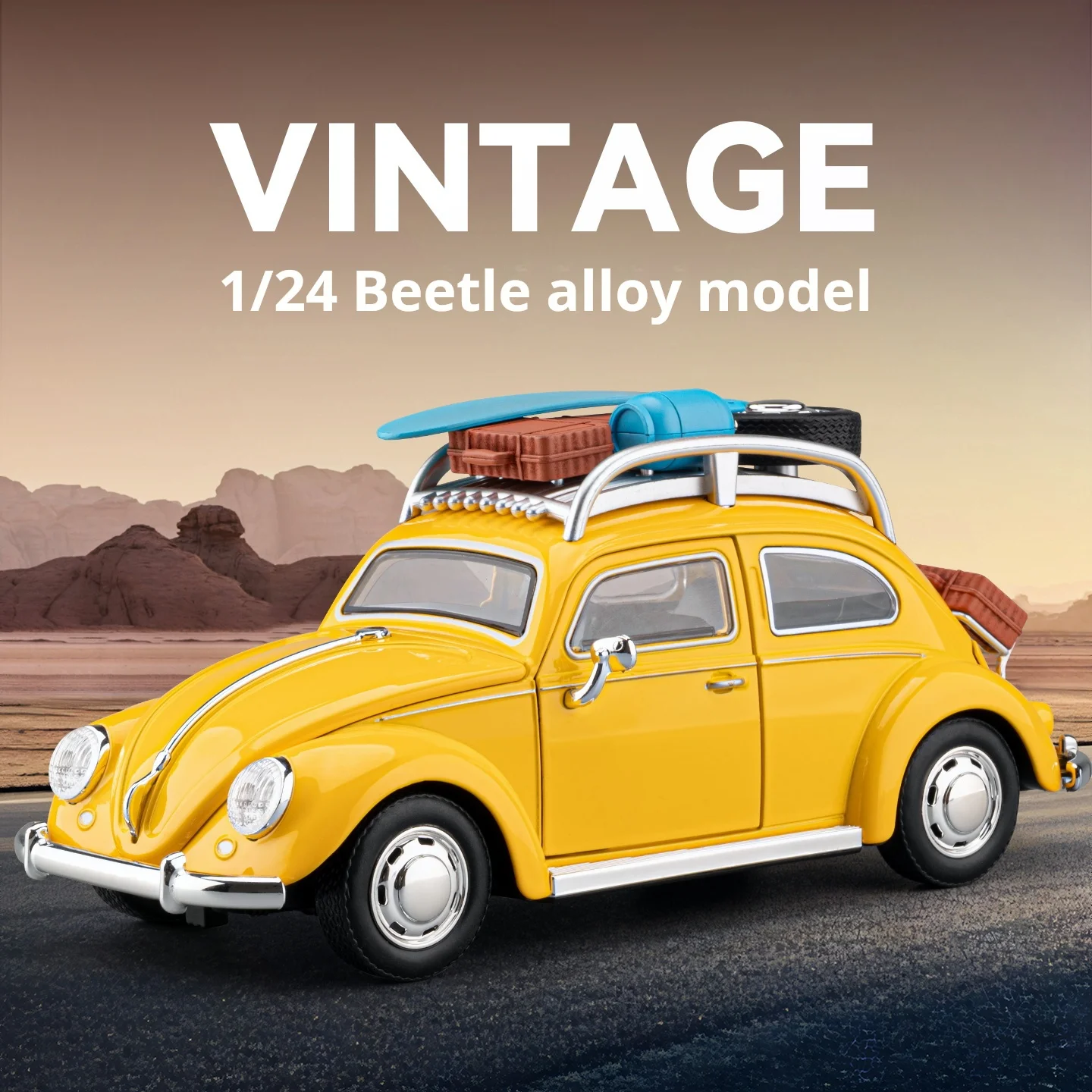 

Chezhi 1:24 Beetle Alloy Exquisite Simulation 4-Door Retro Sedan Kids Toy Collectible with Fun Disassembly Package Pull Back