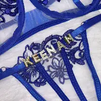 Custom Name Thong Bra Sets For Women Customized Underwear Hotwife Lingerie Lace Flower String Underpants Personality Panties