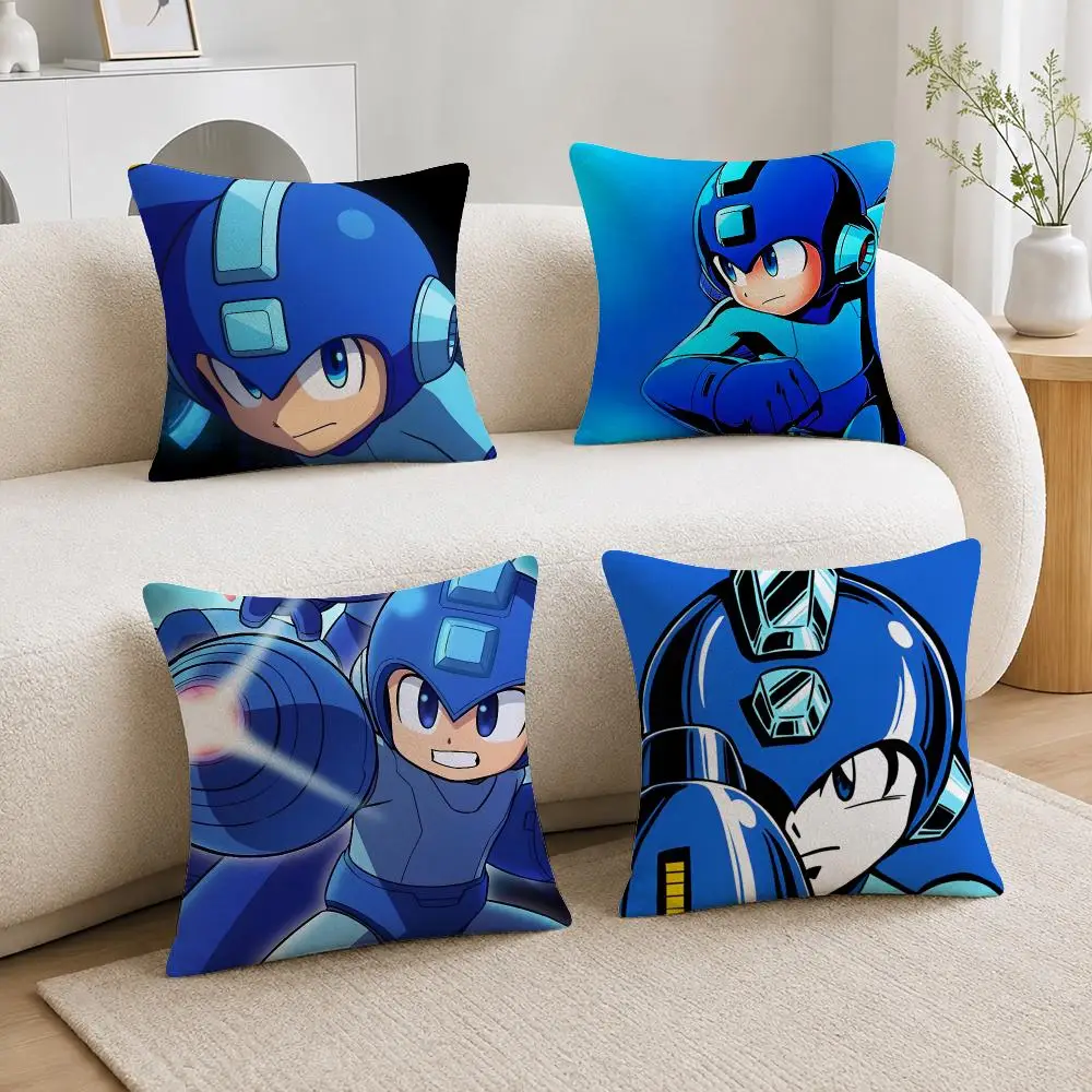 Game Rockman Megaman Cushion Cover Soft Plush Cushion Covers Fluffy Throw Pillow Cases for Sofa Bedroom Home Decor