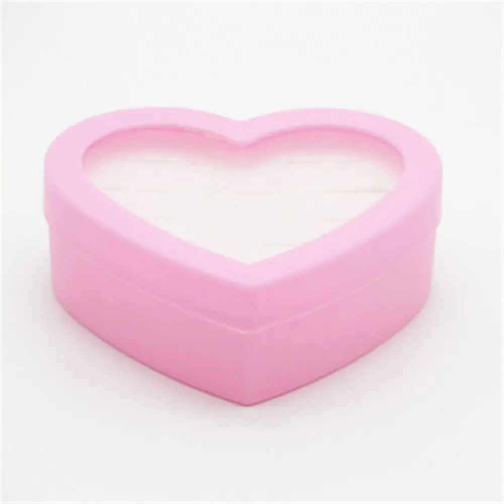 Gifts Pink Ring Display Ring Holder 36 Holes Heart-shape Jewelry Box Ring Box