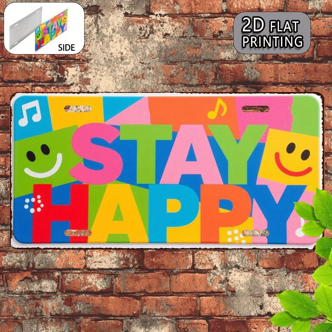 2D Flat - 1pc, Stay Happy Retro Metal Sign Plaque,Decorative Sign (30X15cm), Mood Enhancement Gift,Positive Lifestyle Decorat