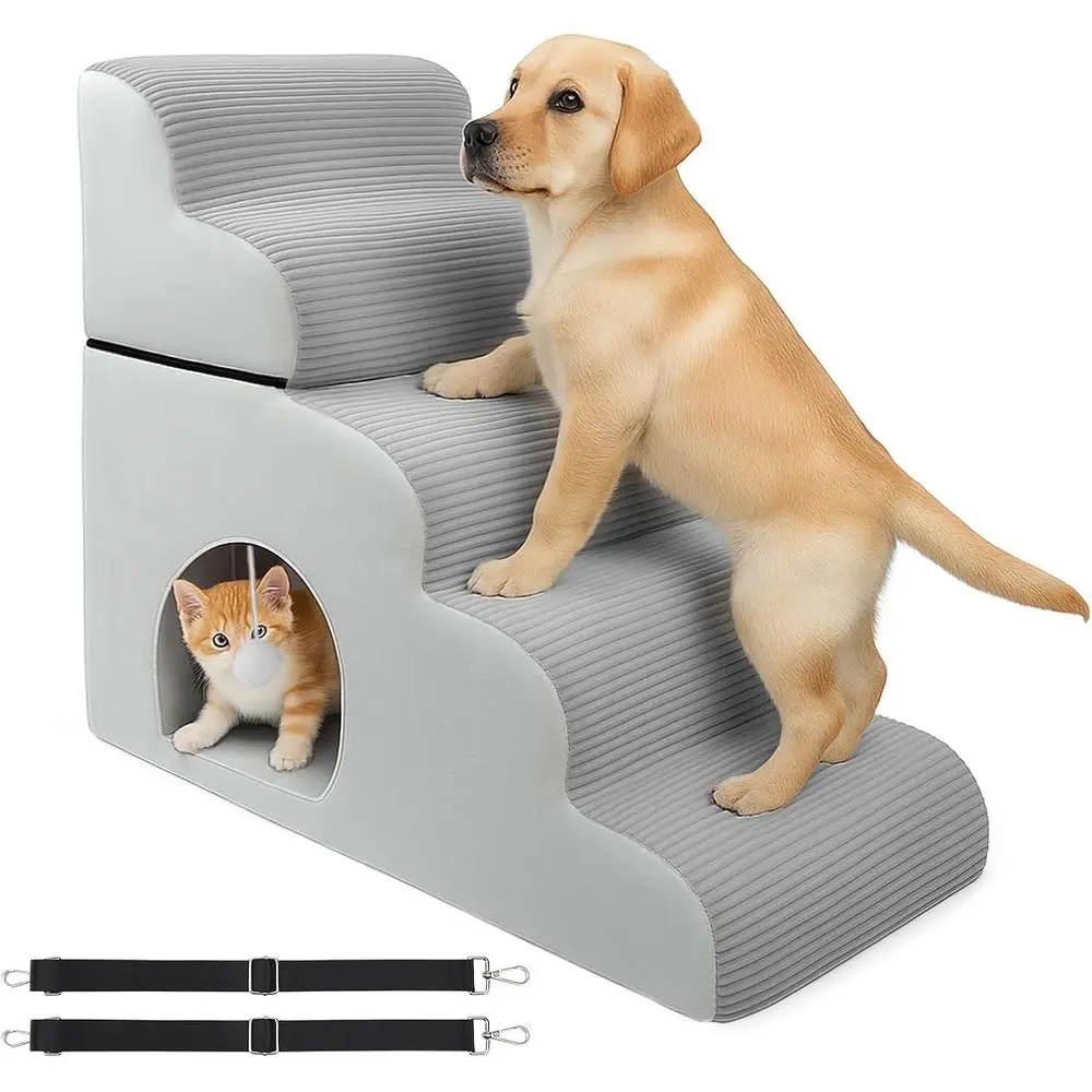 

5-Step Non-Slip Dog and Cat Stairs for High Beds, Anti-Tip Strap, 27.5 High