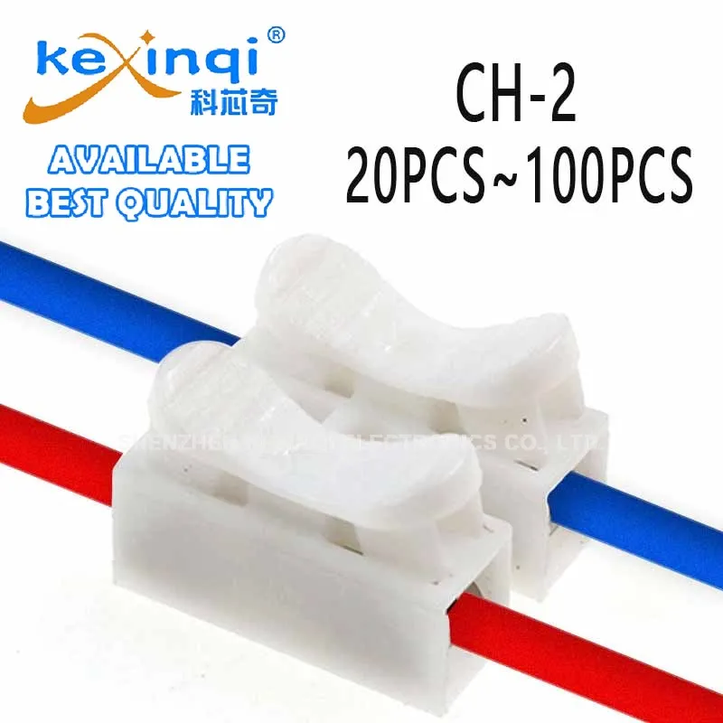 (20-100pcs) CH-2 Spring Wire Quick Connectors Electrical Crimp Terminals Block Splice Cable DIY Connector
