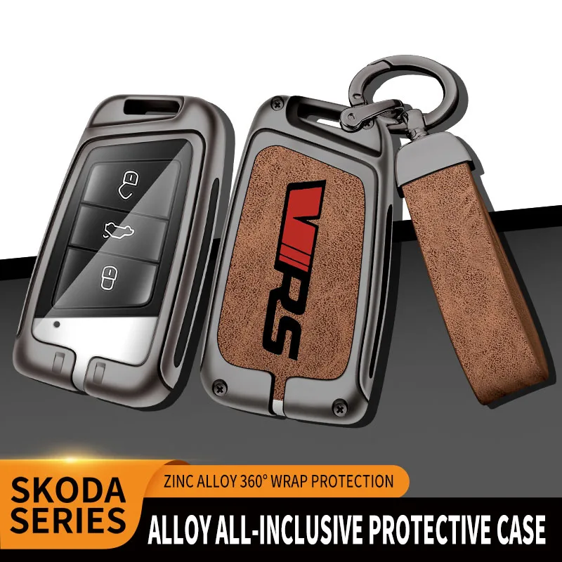 Car Zinc Alloy Key Case Bag For Skoda VRS Kodiaq Kamiq Rapid RS Superb Scala Fabia Karoq Octavia 3 Car Key Chain Metal Key Shell