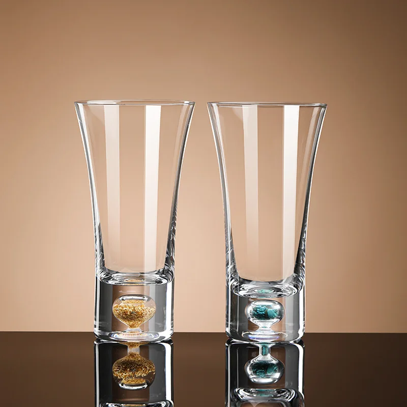 Creative high-value crystal glass turquoise beer cup large-capacity household high-grade wheat craft brewed draft beer set