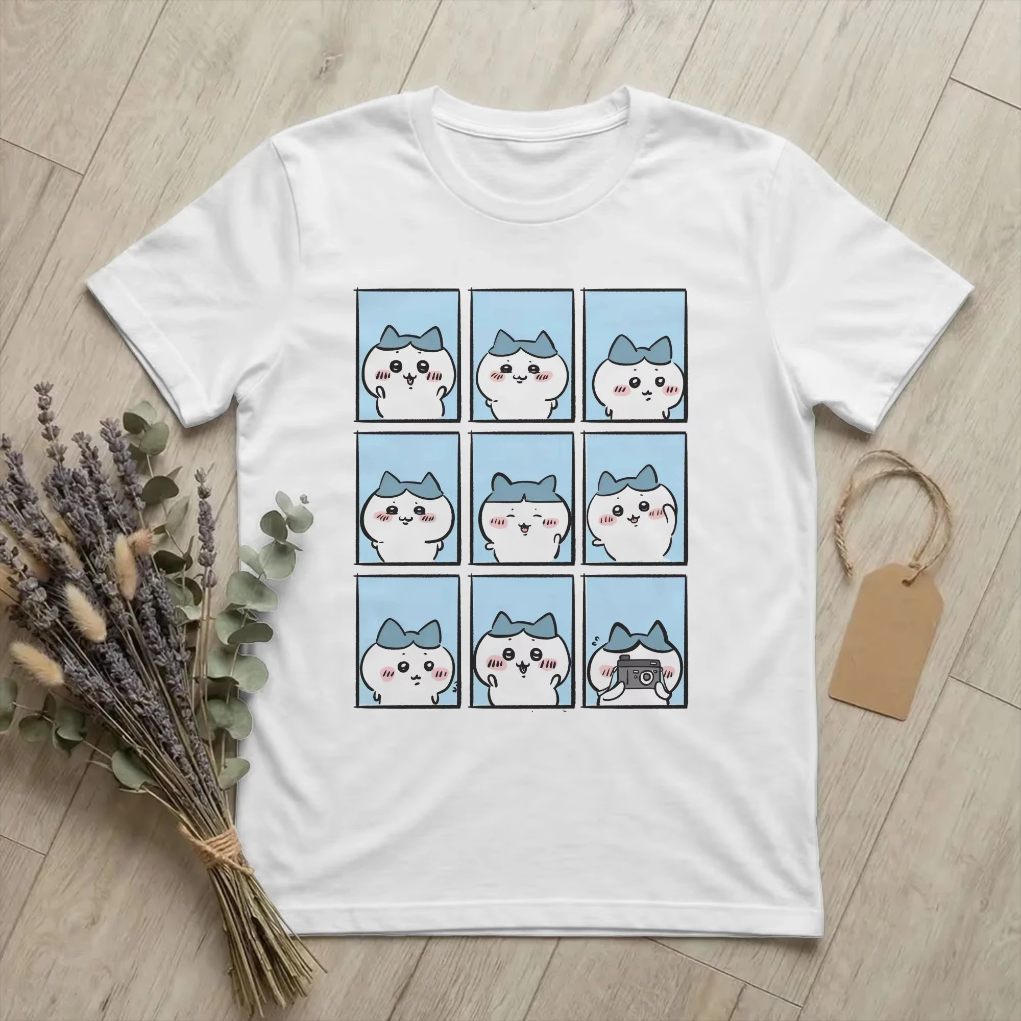 Summer Clothing Aesthetic - T-shirt grafica estetica Hachiware Chiikawas, girocollo