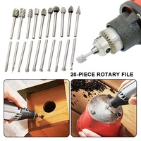 20 PCS/Set of 3mm High-speed Steel Woodwork Rotary File Carving DIY Grind Head Mill Cutter Set  For wood and plastic Processing