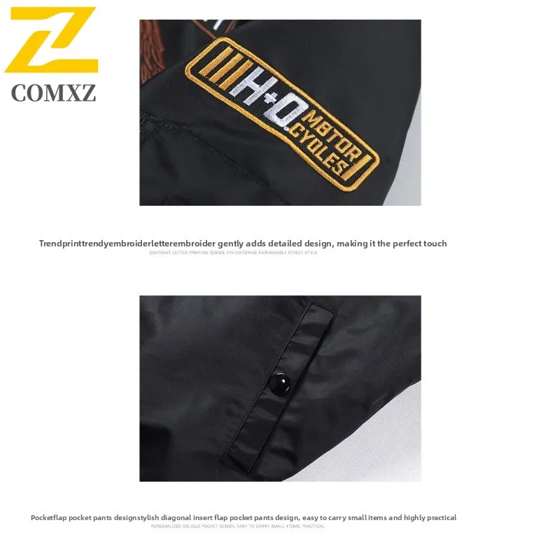 COMXZ Uomo MA1 Bomber Giacca a vento Primavera Autunno Stile americano Ricamo Aquila Cappotto da baseball Abbigliamento da lavoro militare Capispalla vintage