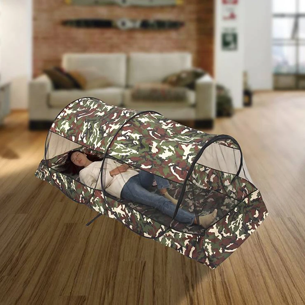 Mosquitera portátil plegable para viajes, tienda de malla con cremallera para exteriores, nueva tienda de campaña con fondo para cama individual