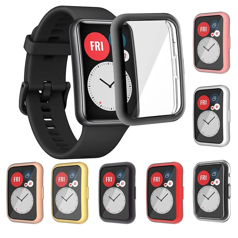Shell Protective Soft Glass Case Cover Screen Protector TPU Full Coverage For Huawei Watch Fit