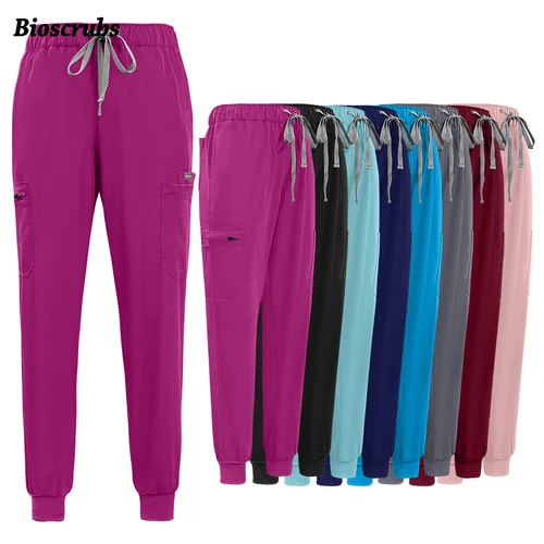 Pantalones de uniforme de enfermera Multicolor, pantalones quirúrgicos médicos Unisex, ropa de trabajo de farmacia de laboratorio, pantalones de enfermería con bolsillo multifunción