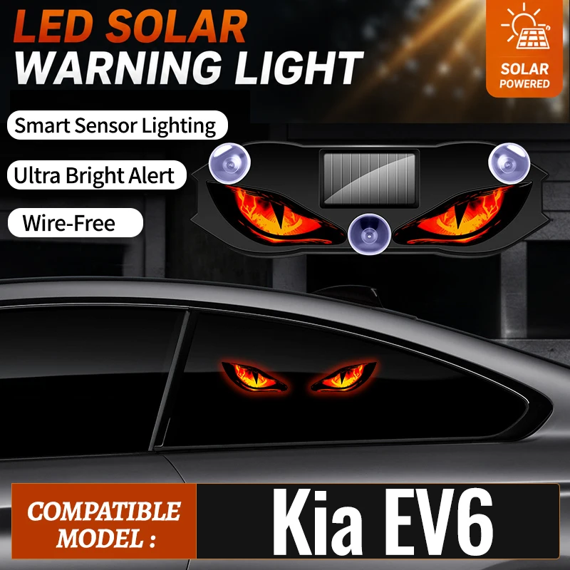 Suitable For Kia EV6 New Car Devil Eye Solar Vibration Sensor Dynamic LED Light Creative Car Ambient Light USB Rechargeable