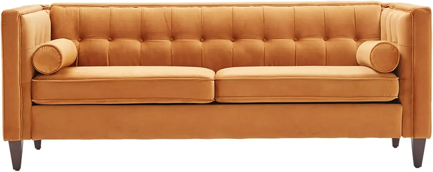 78'' W Velvet Sofa, Mid-Century Love Seats Sofa Furniture,Button Tufted Couch for Living Room, Tool-Free Assembly (Sofa, Ginger)