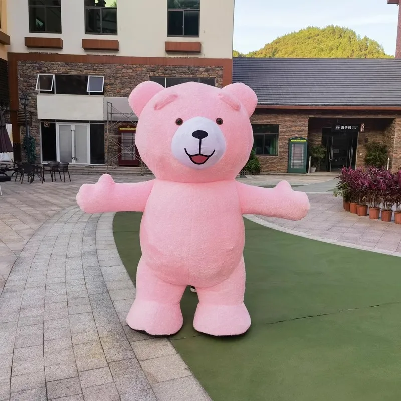 2M 2.6M 3M Pink Brown Teddy Bear Mascot Costume Full Body Inflatable Suit Adult Blow Up Outift Stage Wear Fancy Dress