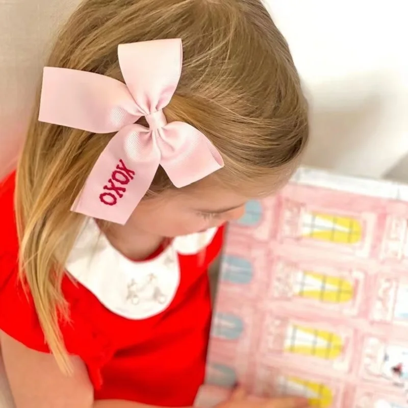 

INES Handmade Customized Words Embroidery Bow Hair Clip Barrettes Personalized Name Letter for Women Girls Birthday Jewelry 2023