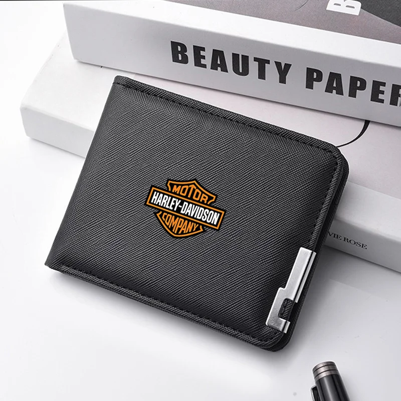 Für Harley Davidson Glide Motorrad-Logo, kurze Geldbörse für Herren, PU-Leder, Bifold-Geldbörse, schlanker Kartenhalter, lässige Geldbörse für Fahrer