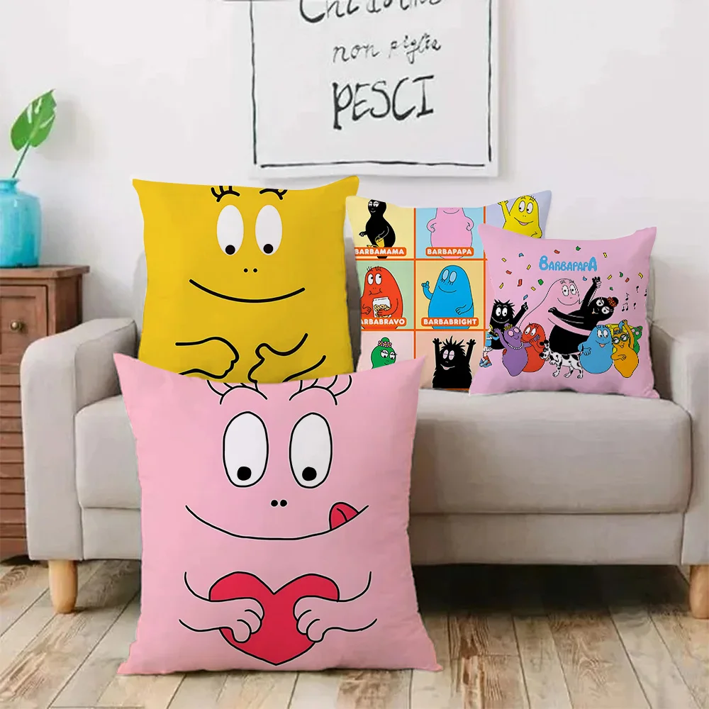 Cute cartoon B-B-Barbapapas Pillow Covers Cartoon Sofa Decorative Home Double-sided Printing Short Plush Cute Cushion Cover