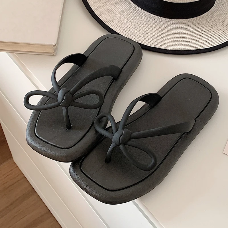 Summer 2023Fashion Thong Flip Flops Women Slippers Orthopedic Clip Toe home Slides Shoes Bow Knot Outdoor Beach Sea Flat Sandals