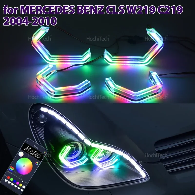 For MERCEDES BENZ CLS W219 C219 2004-2010 Sequential APP control M4 style Muti-colored modes Angel Eyes Ring LED Turn signal