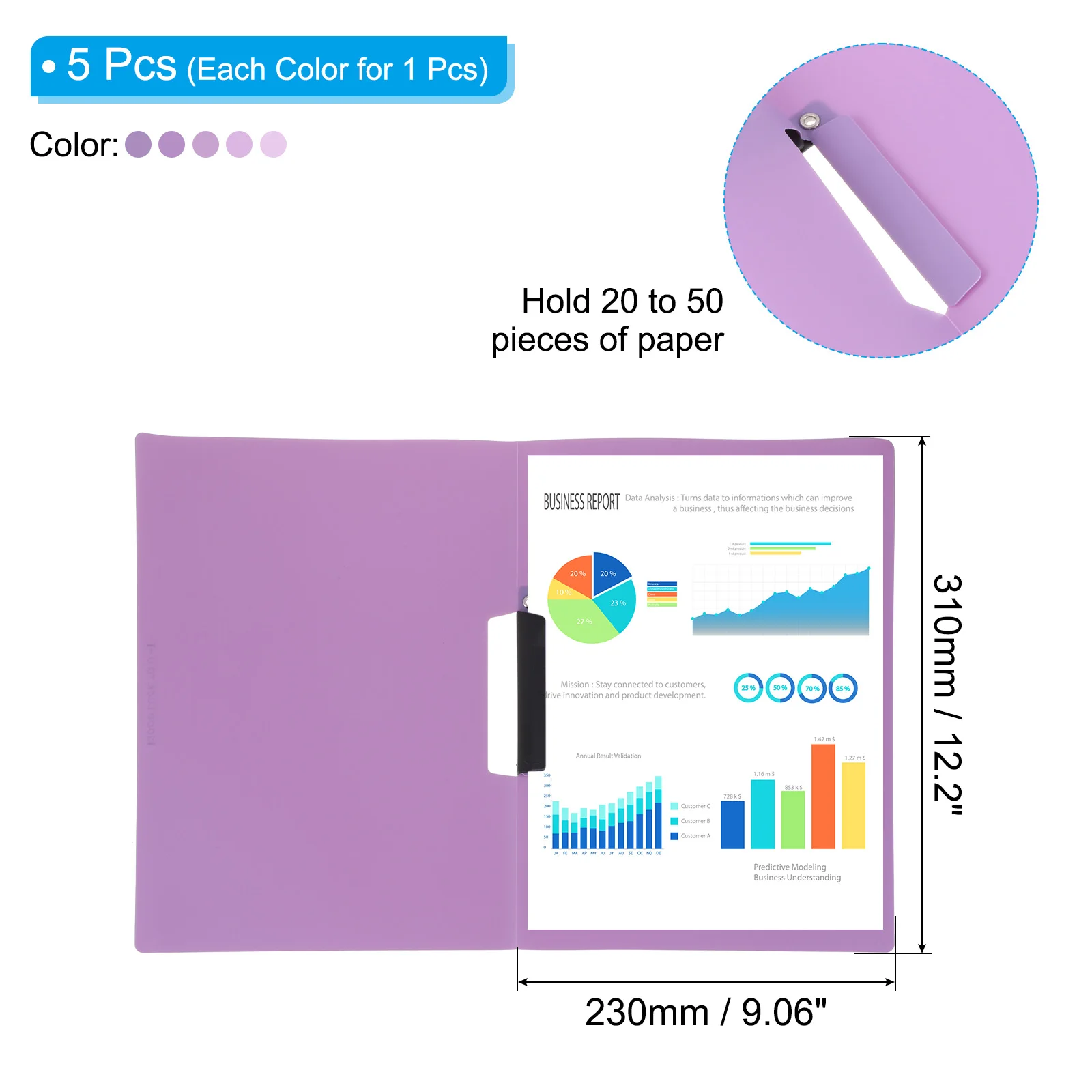 5/10Pcs Plastic Folder with Mid-Side Swing Clip Report Folder Front Presentation Folders for A4 Paper Business Documents Resume